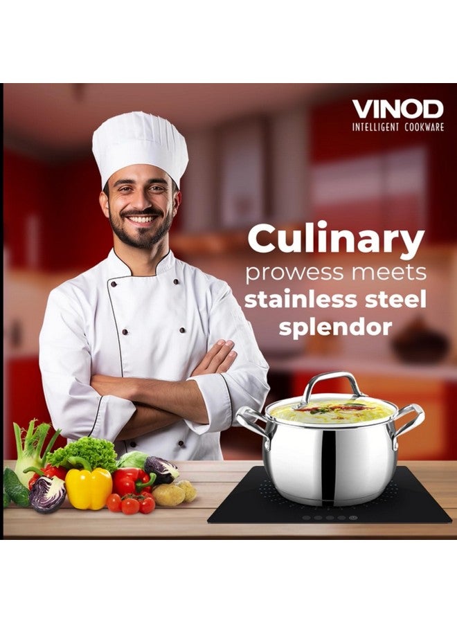 VINOD Vinod Almaty Stainless Steel Casserole with Glass Lid 2.9 Litre, 18 cm | 2.6mm Thick Base |Casserole Sturdy Riveted Handle | 2 Year Warranty | Induction & Gas Base - Image 4