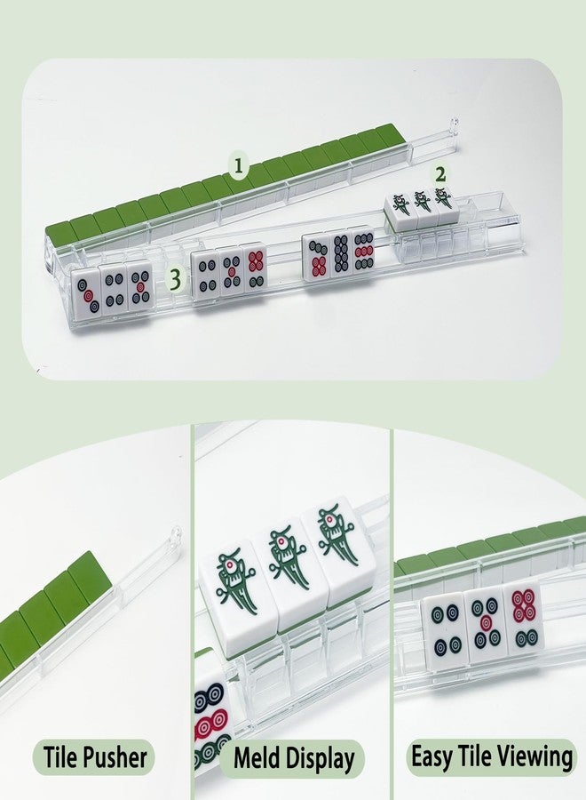 Viyohoh Non-Slip Mahjong Racks with Pushers, 4 Pcs Clear Acrylic Siamese Racks, American Mahjong Accessories and Gifts for MAHJ Lovers, Mahjong Starter Kit (Clear) - Image 5