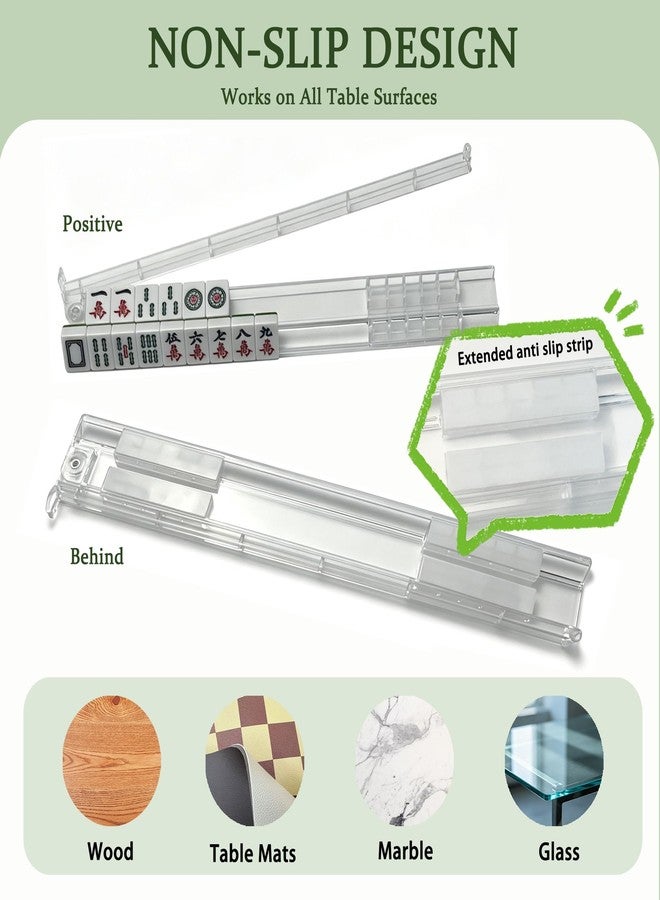 Viyohoh Non-Slip Mahjong Racks with Pushers, 4 Pcs Clear Acrylic Siamese Racks, American Mahjong Accessories and Gifts for MAHJ Lovers, Mahjong Starter Kit (Clear) - Image 2