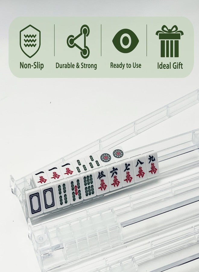 Viyohoh Non-Slip Mahjong Racks with Pushers, 4 Pcs Clear Acrylic Siamese Racks, American Mahjong Accessories and Gifts for MAHJ Lovers, Mahjong Starter Kit (Clear) - Image 3