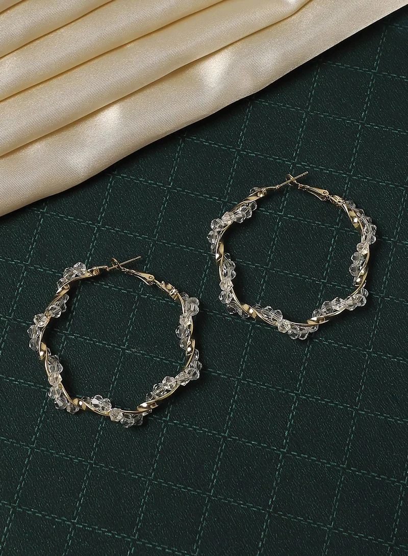 SOHI Beaded Twist Artificial Hoop Earring Jewellery
