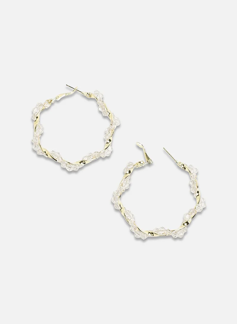 SOHI Beaded Twist Artificial Hoop Earring Jewellery