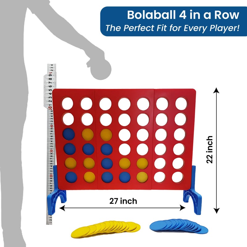 Bolaball 4 in a Row Games, 1.8 FT Jumbo 4-to-Score Indoor & Outdoor Game for Kids and Adults, Giant Family Fun Lawn & Yard Games, Perfect Strategy Game for Holiday Party & Family Gatherings - Image 3