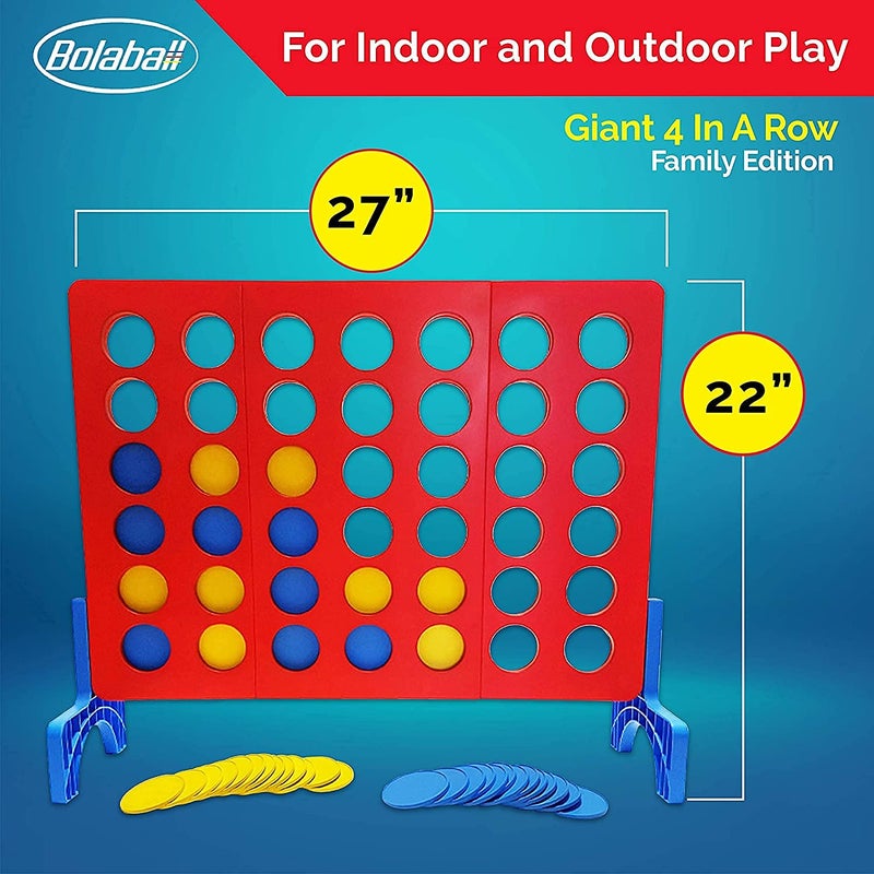 Bolaball 4 in a Row Games, 1.8 FT Jumbo 4-to-Score Indoor & Outdoor Game for Kids and Adults, Giant Family Fun Lawn & Yard Games, Perfect Strategy Game for Holiday Party & Family Gatherings - Image 2