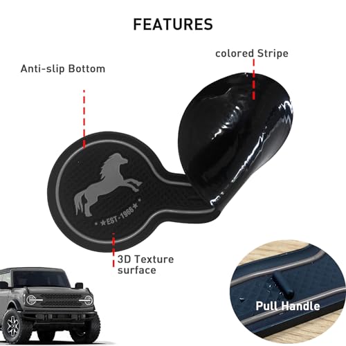 LSAUTO Ford Bronco 2021-2024 Cup Holder Coaster - Silicone Beverage Coaster, Grey - Image 4