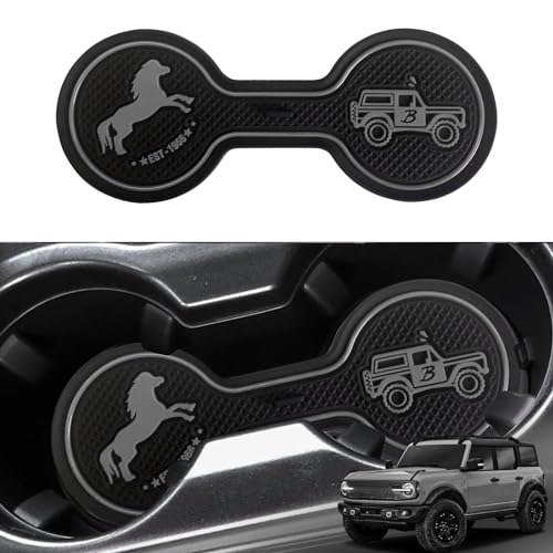 LSAUTO Ford Bronco 2021-2024 Cup Holder Coaster - Silicone Beverage Coaster, Grey - Image 2