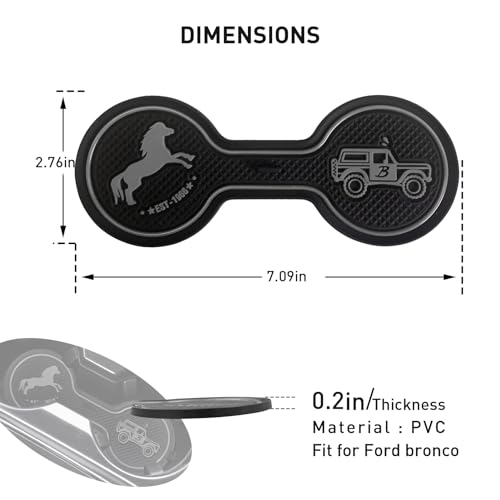 LSAUTO Ford Bronco 2021-2024 Cup Holder Coaster - Silicone Beverage Coaster, Grey - Image 5