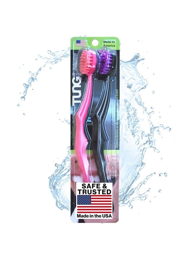 Peak Essentials The Original TUNG Brush Plastic Tongue Cleaner, Scraper and Scrubber Combo, 2 Count  - Image 1