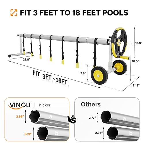VINGLI Pool Reel Set 14 Feet Aluminum Inground Swimming Pool Solar Cover Blanket Reel Roller - Image 3