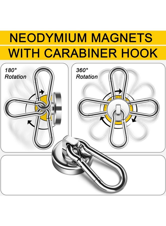 Grtard Grtard 12Pack 50LBS Strong Magnetic Hooks with Swivel Carabiner Hook, Premium Magnet Hooks Heavy Duty Magnetic Hook for Hanging, Magnets with Hooks, Refrigerator Magnet Hook 