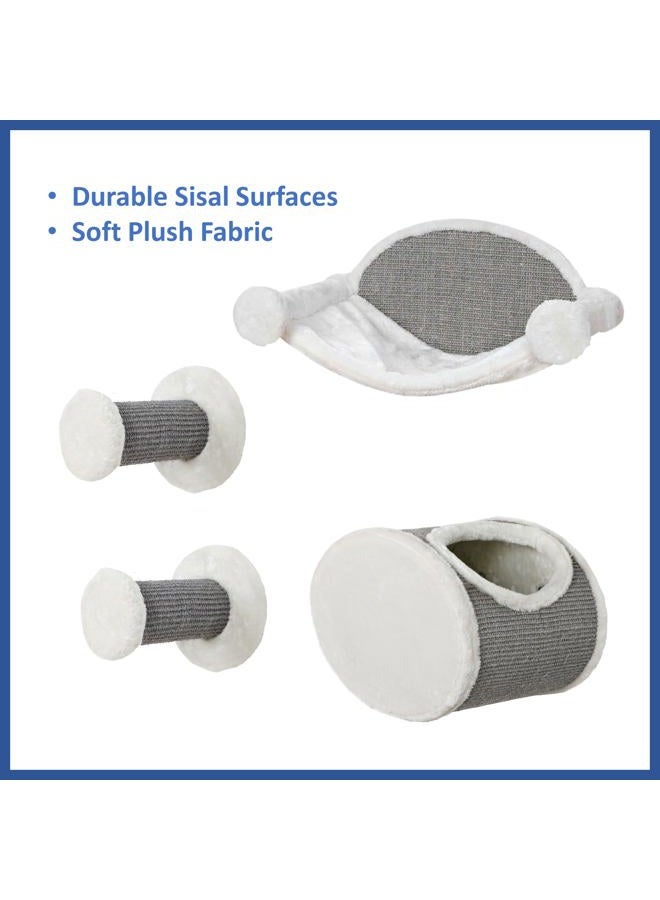TRIXIE Wall Mounted Cat Lounge Set, Hammock and Condo with Two Steps, Cat Furniture, Scratching Post, Gray - Image 4