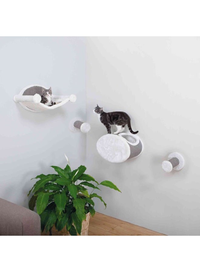 TRIXIE Wall Mounted Cat Lounge Set, Hammock and Condo with Two Steps, Cat Furniture, Scratching Post, Gray - Image 3