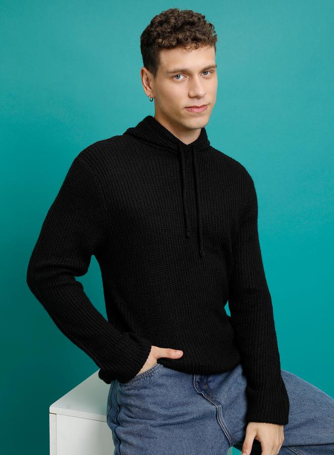 هاي لاندر سويتر مضلع بياقة هودي وأربطة - Image 1