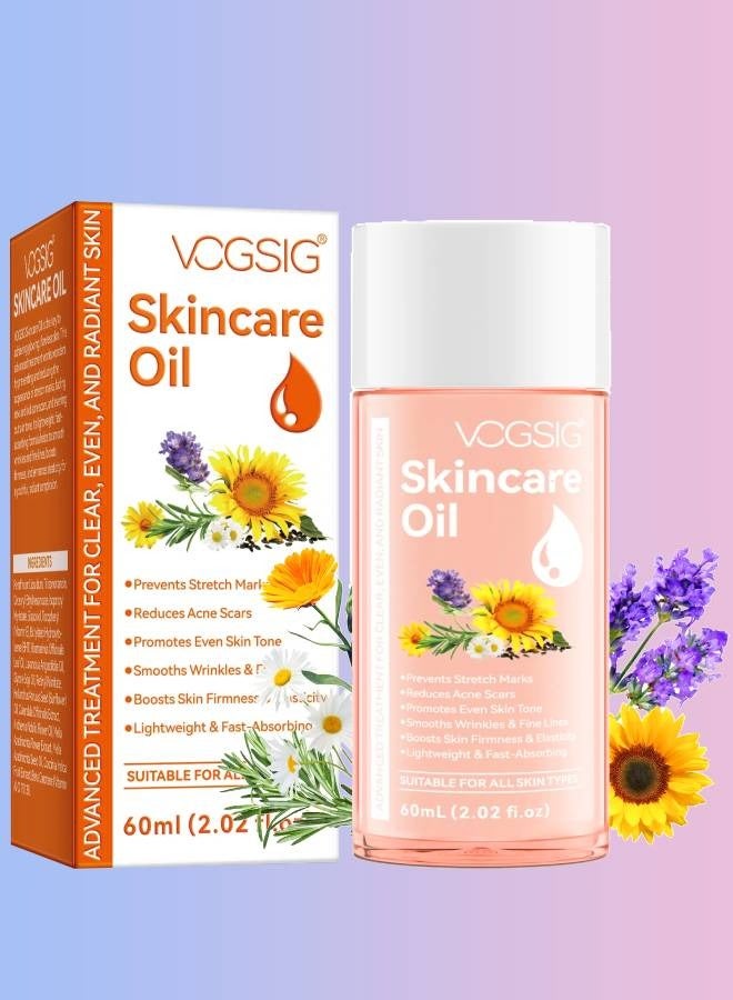 VOGSIG 60ml Skincare Oil Skin Care Serum for Stretch Marks Acne and Scars Moisturizing Stretch Mark Oil Boosts Skin Firmness and Elasticity Smooths Wrinkles and Fine Lines Moisturize Face Serum and Body Oil - Image 1
