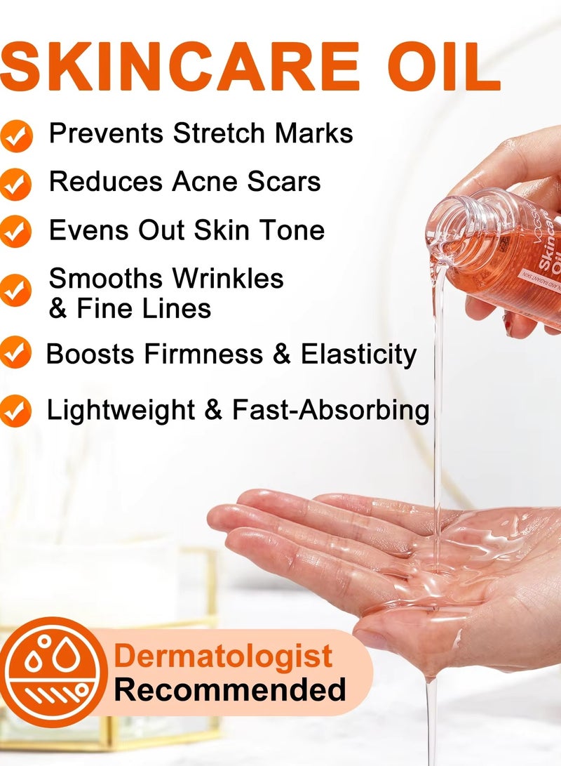 VOGSIG 60ml Skincare Oil Skin Care Serum for Stretch Marks Acne and Scars Moisturizing Stretch Mark Oil Boosts Skin Firmness and Elasticity Smooths Wrinkles and Fine Lines Moisturize Face Serum and Body Oil - Image 3