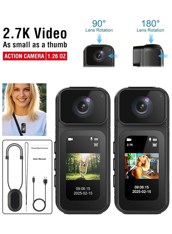 Generic 2.7K HD 180° Rotating Thumb Camera, New Version Upgraded 180° Rotating Lens Multi-angle Shooting Magnetic Camera With 1.47-Inch Screen, Free 64GB Card Portable Outdoor Mini Camera, Multi-Function WIFI Camera For Vlog Recording,Cycling, Travel, Sports DV  - Image 5