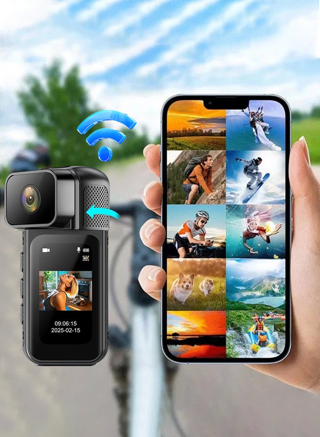 Generic 2.7K HD 180° Rotating Thumb Camera, New Version Upgraded 180° Rotating Lens Multi-angle Shooting Magnetic Camera With 1.47-Inch Screen, Free 64GB Card Portable Outdoor Mini Camera, Multi-Function WIFI Camera For Vlog Recording,Cycling, Travel, Sports DV  - Image 3