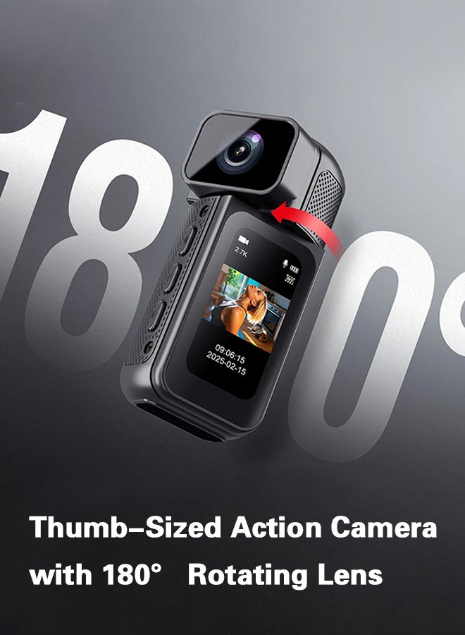 Generic 2.7K HD 180° Rotating Thumb Camera, New Version Upgraded 180° Rotating Lens Multi-angle Shooting Magnetic Camera With 1.47-Inch Screen, Free 64GB Card Portable Outdoor Mini Camera, Multi-Function WIFI Camera For Vlog Recording,Cycling, Travel, Sports DV  - Image 4