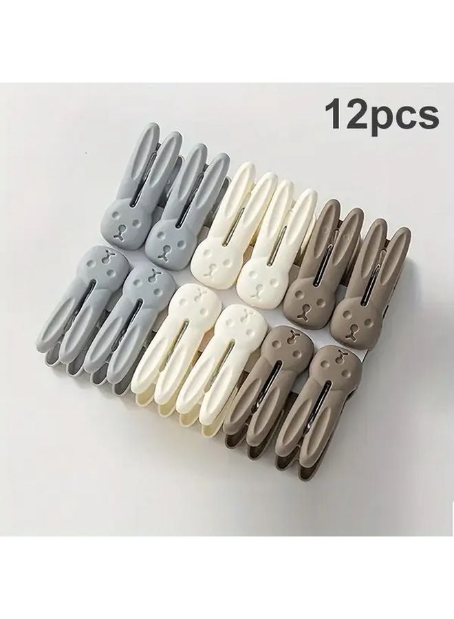 12pcs Heavy Duty Rabbit Shaped Clothespins Bunny Laundry Clips Random Color - Image 4