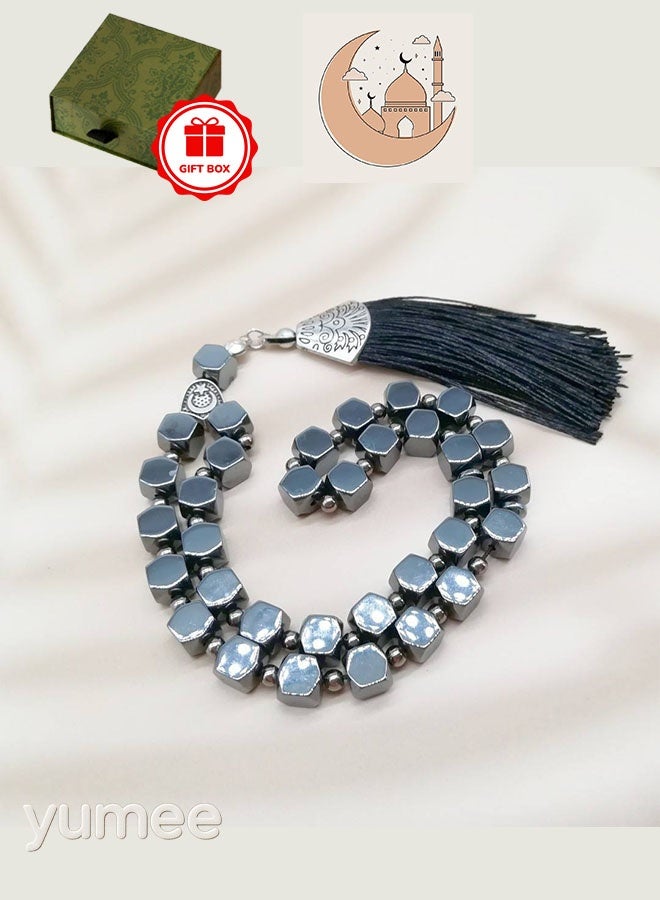 yumee Prayer Beads - 33 Beads Tasbih Misbaha with Black Gallstone, Perfect for Ramadan Gift and Daily Prayer - Image 1
