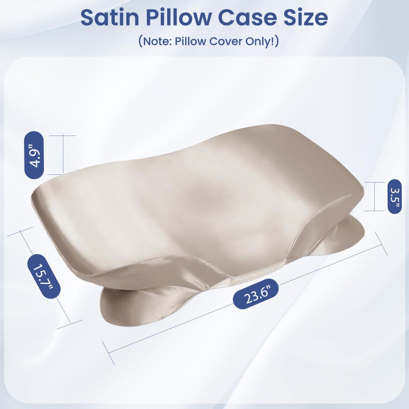 Zelimun Satin Pillowcase for Zelimun Cervical Pillow, Ergonomic Case, Smooth & Soft Sleeping Pillowcase, Champagne Pillow Cover with Zipper - Image 3