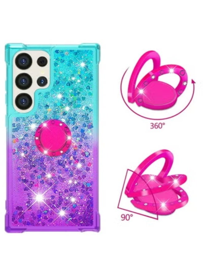 AROAQ For Samsung Galaxy S24 Ultra  Clear Case Glitter for Girls Women, Liquid Sparkle Bling Cute Case with Kickstand Gradient Quicksand Cover for Samsung Galaxy S24 Ultra - Image 1
