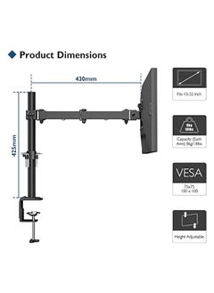 erorex Single Monitor Arm Clamp and Bolt Through Mount Holds up to 32" and 17 6 lbs per Monitor  - Image 3