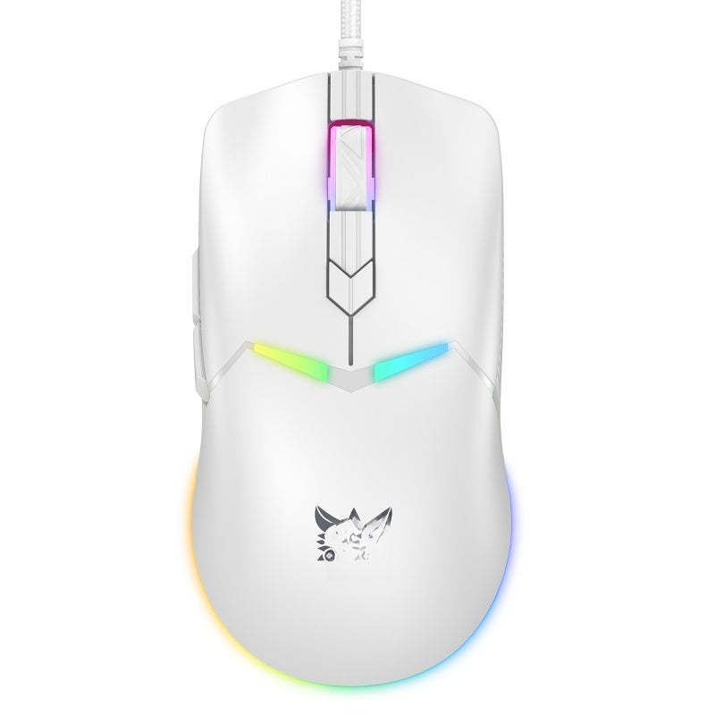RGB Gaming Mouse: White Wired Mouse With Ergonomic Skin-Friendly Design - 5-Speed Adjustable 400-6400 DPI 7 RGB Lighting Effects 6 Programmable Buttons For PC Gamers - Image 1