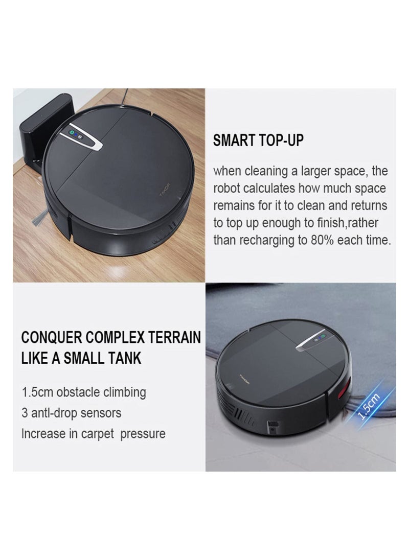 TAKDIR - TAKDIR Smart Robot Vacuum Cleaner Gyroscope Navigation Wet & Dry Cleaning Wifi Connectivity App Control Alexa & Google Assistance Auto Charging Robotic Vacuum for Pet Hair Hard Floor Carpet - Image 1