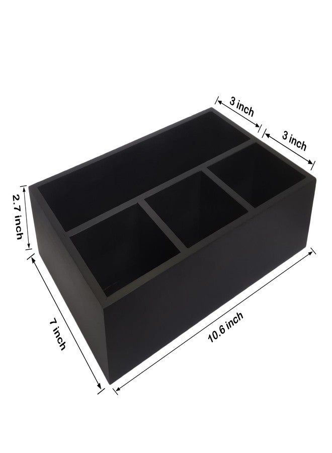 HymoConn Tea Bag Organizer Wood Black, 4 Compartments Tea Bag Holder, Large Capacity Sugar Packet and Coffee Station Organizer, Tea Bags Caddy Drawer Storage Container for Countertop - Image 5