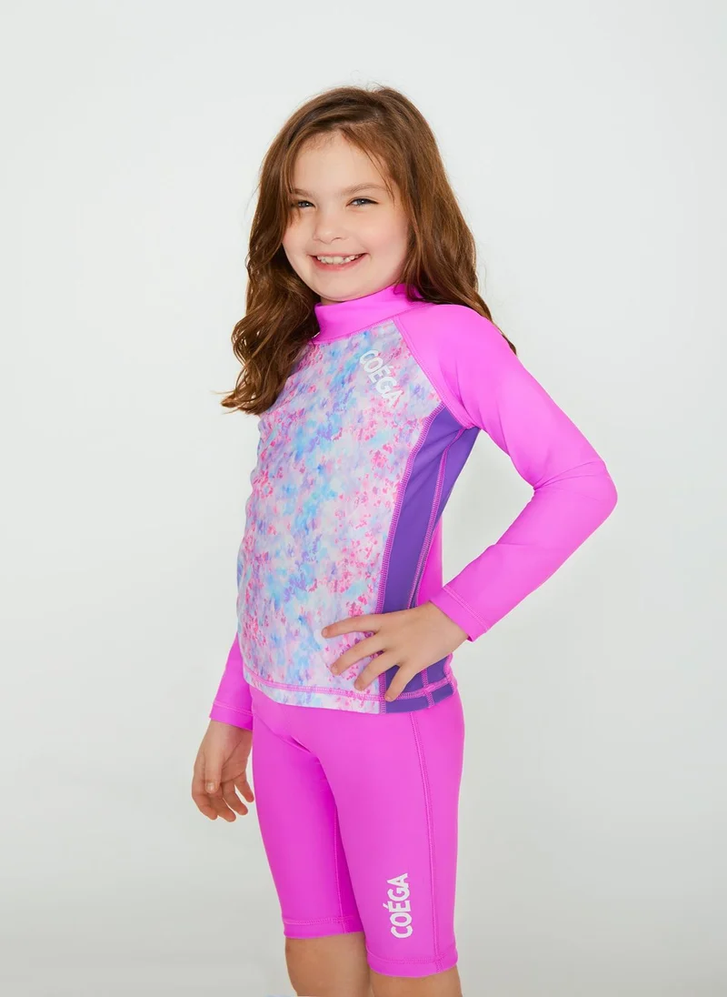 كويجا صن وير COEGA Girls Kids Rashguard Long Sleeve - Purple Abstract Drops