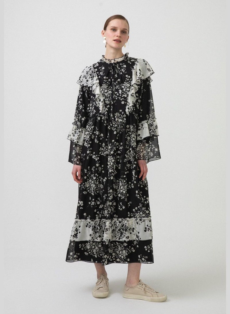 توتشي فستان شيفون مكشكش بنقشة زهور - Image 2