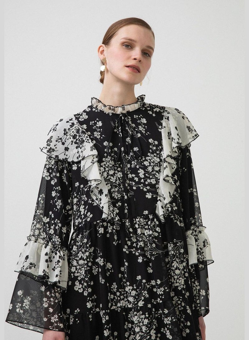 توتشي فستان شيفون مكشكش بنقشة زهور - Image 3