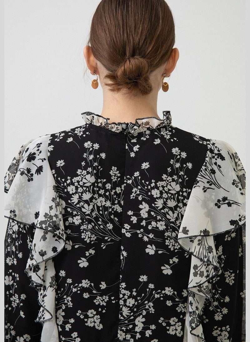 توتشي فستان شيفون مكشكش بنقشة زهور - Image 5