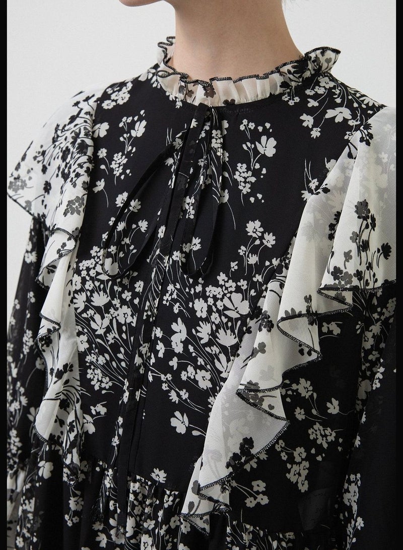 توتشي فستان شيفون مكشكش بنقشة زهور - Image 4