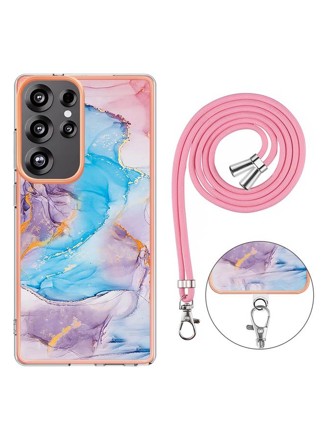 اس-توب جراب لهاتف Samsung Galaxy S25 Ultra 5G بنمط طلاء كهربائي IMD TPU مقاوم للصدمات مع حبل للرقبة - Image 3