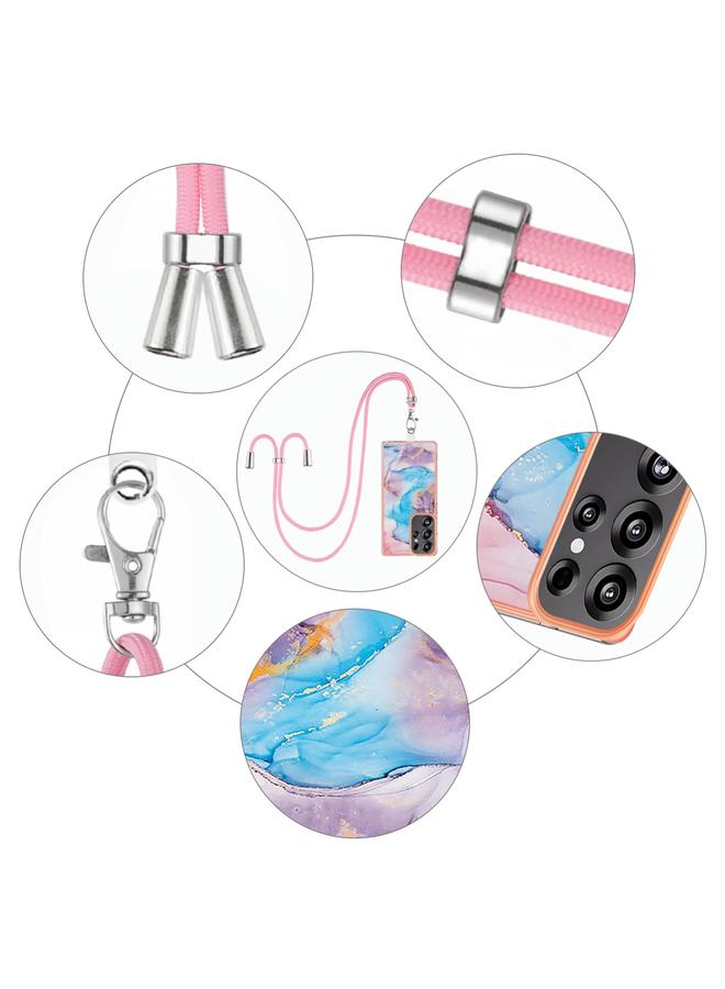 اس-توب جراب لهاتف Samsung Galaxy S25 Ultra 5G بنمط طلاء كهربائي IMD TPU مقاوم للصدمات مع حبل للرقبة - Image 4