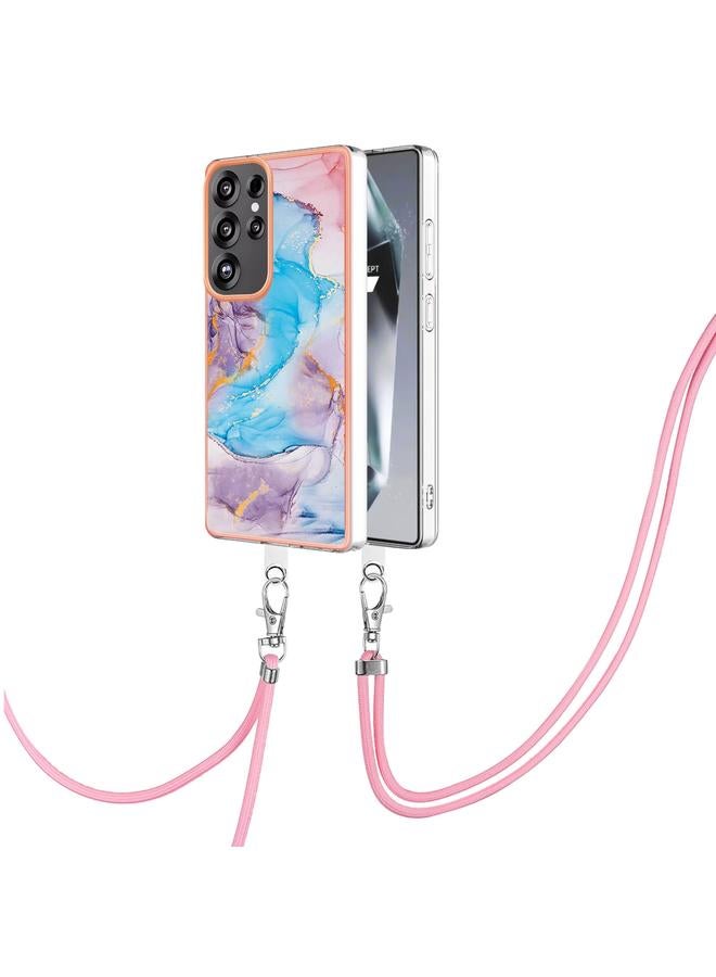 اس-توب جراب لهاتف Samsung Galaxy S25 Ultra 5G بنمط طلاء كهربائي IMD TPU مقاوم للصدمات مع حبل للرقبة - Image 1