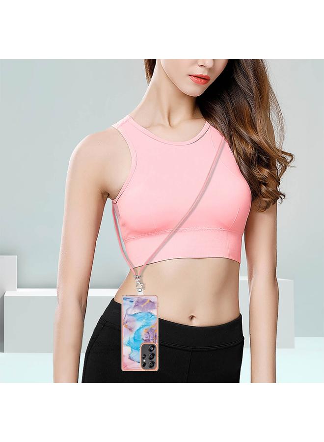 اس-توب جراب لهاتف Samsung Galaxy S25 Ultra 5G بنمط طلاء كهربائي IMD TPU مقاوم للصدمات مع حبل للرقبة - Image 5