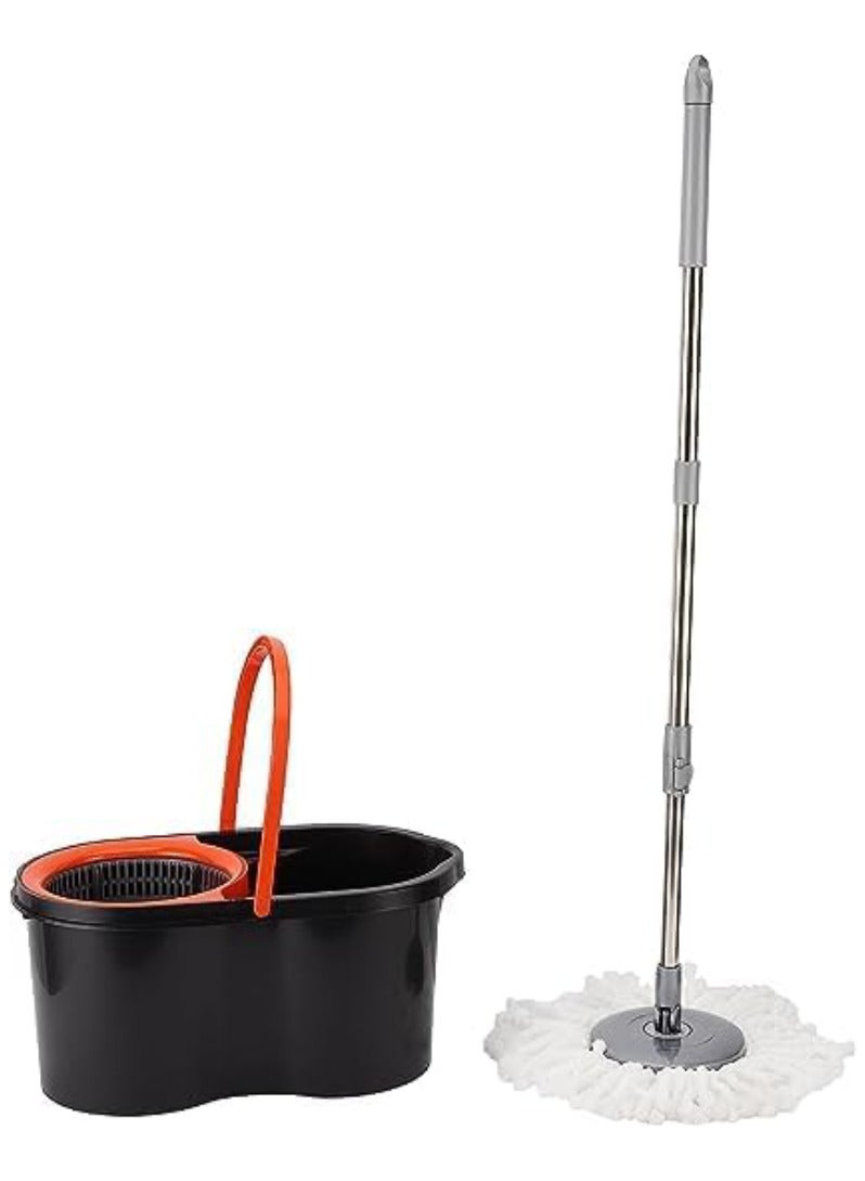 Spin Mop For Floor Cleaning Microfibre Mop and Bucket With Telescopic Handle Hands Free Wringing Floor Mop With 6L Large Capacity and Reusable Refills For Home Office Red/Black - Image 1