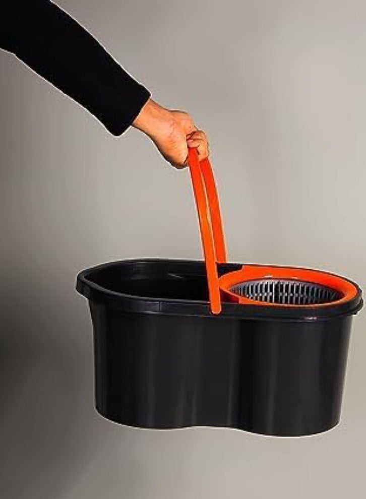 Spin Mop For Floor Cleaning Microfibre Mop and Bucket With Telescopic Handle Hands Free Wringing Floor Mop With 6L Large Capacity and Reusable Refills For Home Office Red/Black - Image 4