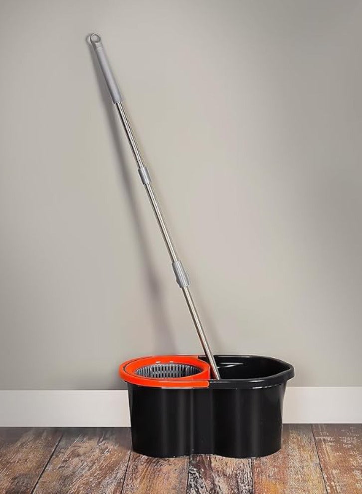 Spin Mop For Floor Cleaning Microfibre Mop and Bucket With Telescopic Handle Hands Free Wringing Floor Mop With 6L Large Capacity and Reusable Refills For Home Office Red/Black - Image 5