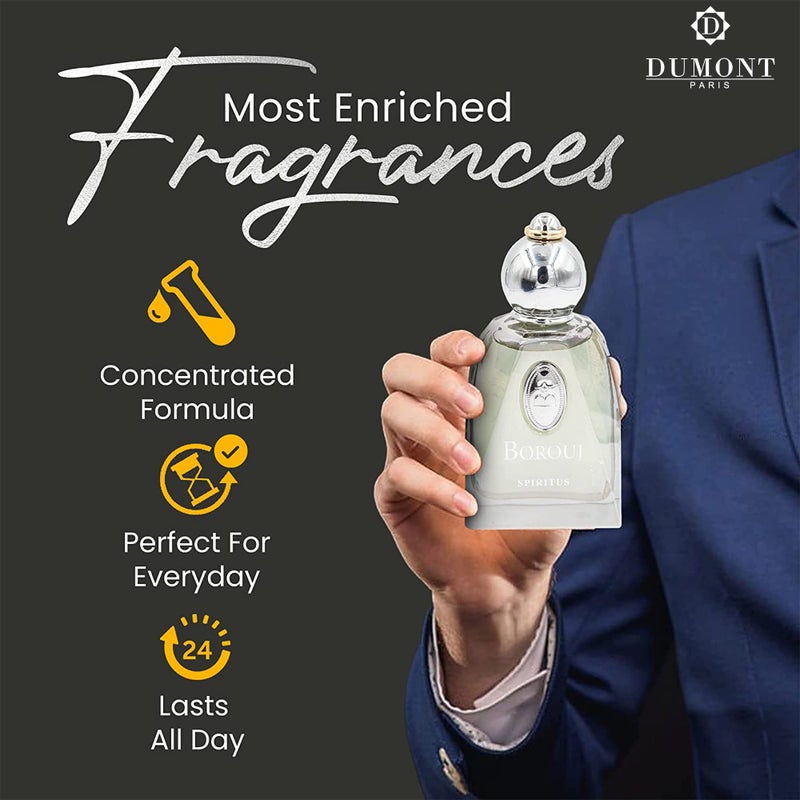 Dumont BOROUJ SPIRITUS - 85ml - Unisex Perfume for Men & Women - Long Lasting Cologne Mist & Body Spray with Aromatic Floral, Amber & Musk Fragrance - for Him & Her - Image 2