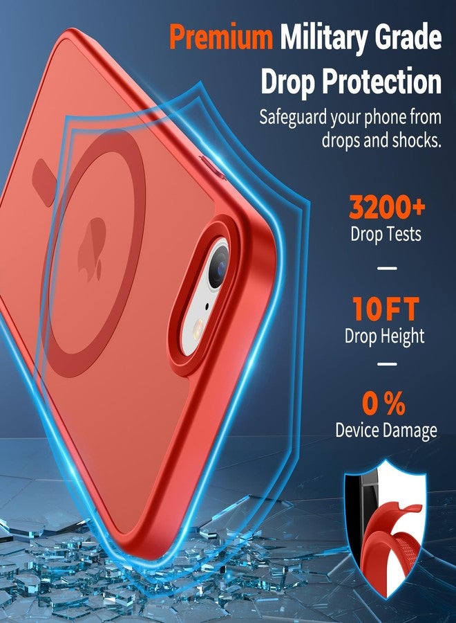 SUPFINE Magnetic for iPhone SE Case 2022 (3rd)/2020 (2nd), iPhone 8 Case (Compatible with MagSafe) (Military Grade Drop Protection) Slim Translucent Matte Phone Case,Red - Image 3