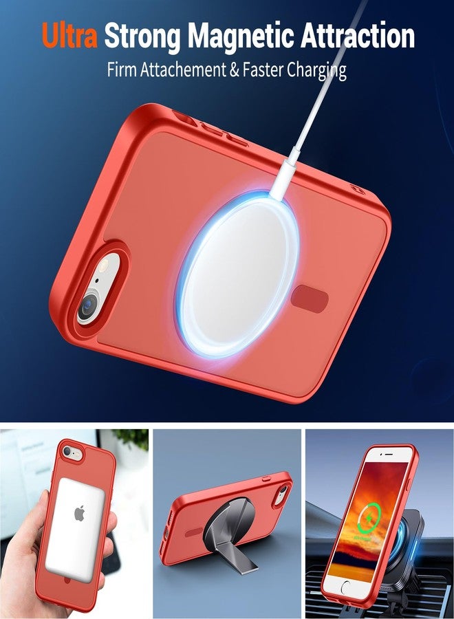 SUPFINE Magnetic for iPhone SE Case 2022 (3rd)/2020 (2nd), iPhone 8 Case (Compatible with MagSafe) (Military Grade Drop Protection) Slim Translucent Matte Phone Case,Red - Image 5