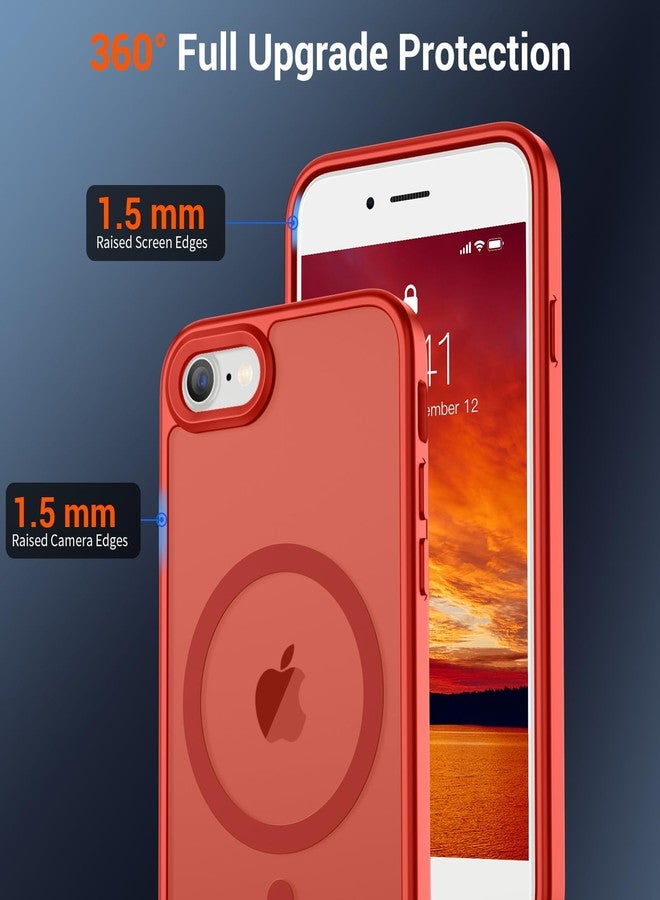 SUPFINE Magnetic for iPhone SE Case 2022 (3rd)/2020 (2nd), iPhone 8 Case (Compatible with MagSafe) (Military Grade Drop Protection) Slim Translucent Matte Phone Case,Red - Image 4