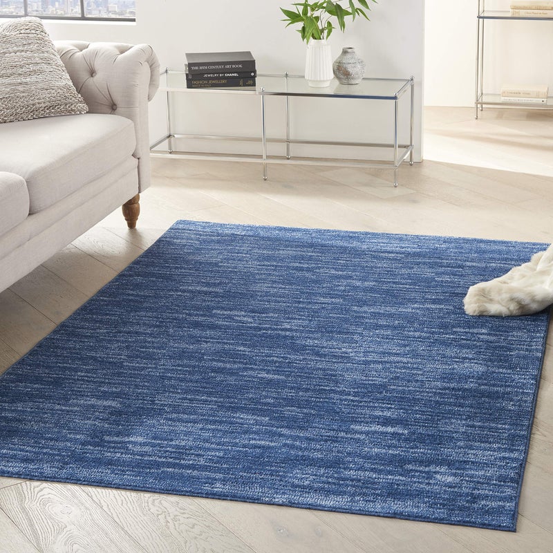 Nourison Essentials 4 x 6 Navy Blue Fabric Outdoor Area Rug 4 x 6