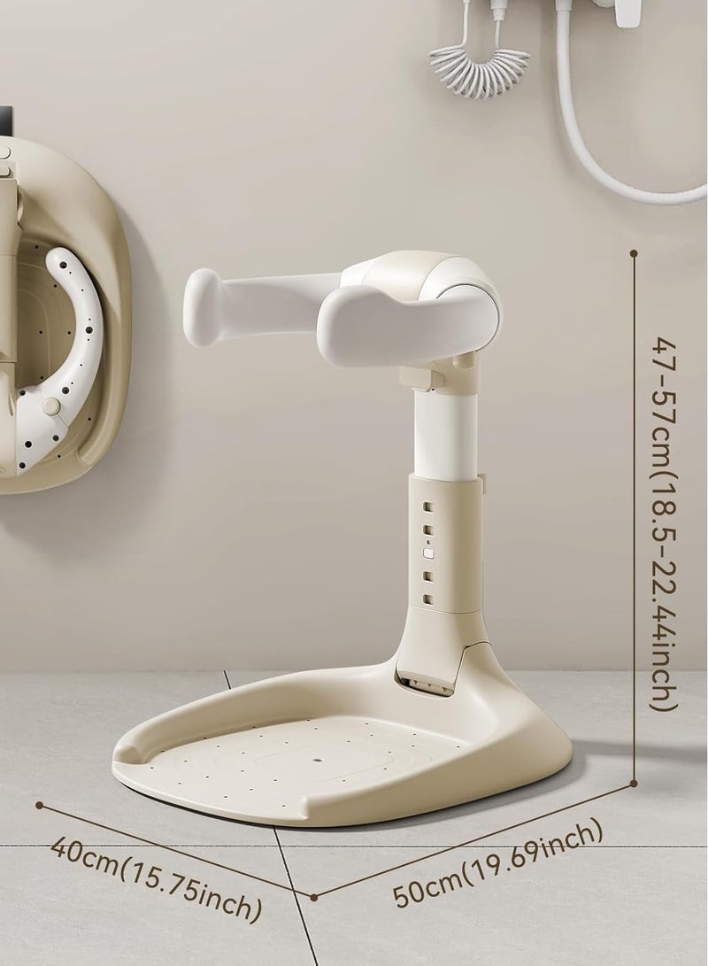 مومنت MOMENT Adjustable Baby Shower Stand, Baby Bath Stand, Baby Shower Standing Support with Adjustable Height and Safety Handle, Foldable and Compact Baby Bathtub with Stand (BROWN) - Image 3