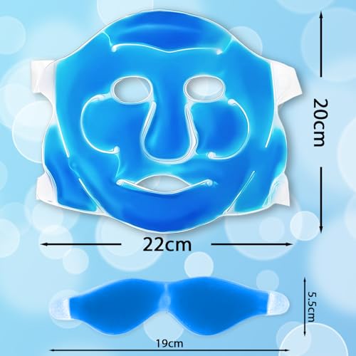 AJICA Aqua Ice Face & Eye Cooling Gel Mask and Aloe Vera Gel Mask Ice Pack for Face and Eye Patches Remove Dark Circles, Fatigue Cool Eyes Patch Pads Eye Care | Facial Skin Refresh Face Mask for Hot & Cold Therapy (Blue Face Mask, Eye Mask) - Image 2