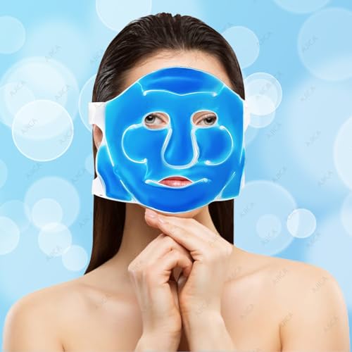 AJICA Aqua Ice Face & Eye Cooling Gel Mask and Aloe Vera Gel Mask Ice Pack for Face and Eye Patches Remove Dark Circles, Fatigue Cool Eyes Patch Pads Eye Care | Facial Skin Refresh Face Mask for Hot & Cold Therapy (Blue Face Mask, Eye Mask) - Image 5